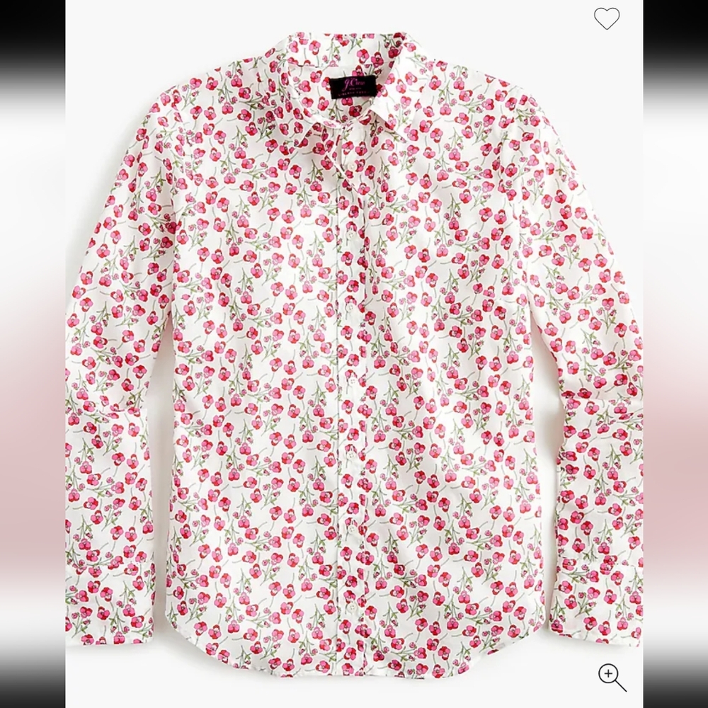 J. Crew Floral Button Down Shirt - Pink and White